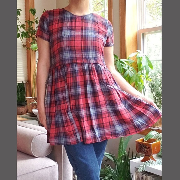 Forever 21 '00's Plaid Babydoll Dress/Tunic - Picture 1 of 4